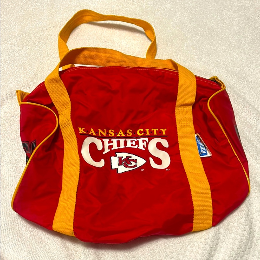 Vintage Kansas City NFL Duffel Bag Red and Gold 80s 90s Football Team